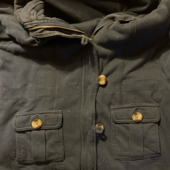 Aeropostale hooded jacket blue with zipper and ivory buttons. Medium. - Picture 3 of 3